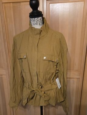 Nine West Olive Tie-Waist Utility Jacket